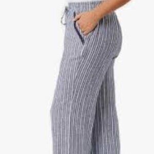 Briggs Pants Women's M/L Linen Blend Striped Pull-on Lounge Travel Beach Resort!